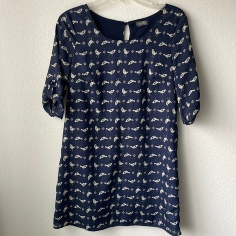 Lily Rose dress navy and tan column dressing simple size small